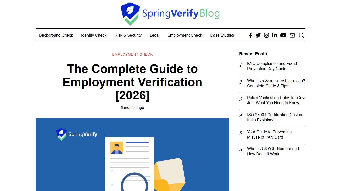 The Complete Guide to Employment Verification [2026] - SpringVerify Blog